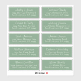 Chic Mineral Green Wedding Guest Address Labels