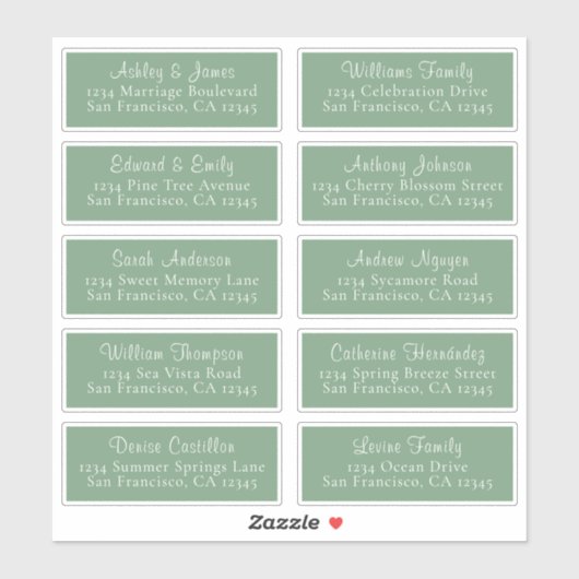 Chic Mineral Green Wedding Guest Address Labels (Blatt)