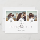 Chic Minimal 3 Fotos Collage Wedding Save The Date (Vorderseite)