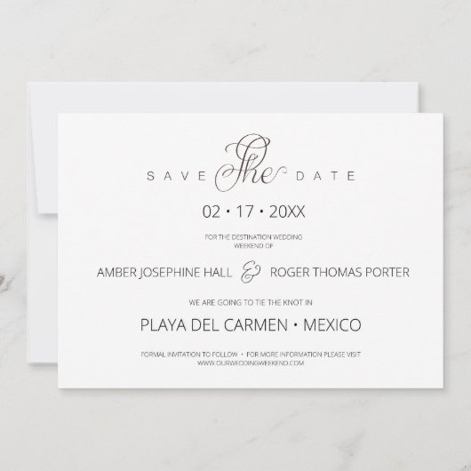 Chic Minimal 3 Fotos Collage Wedding Save The Date (Rückseite)