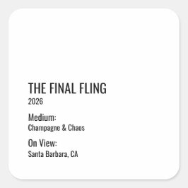 Chic Minimal Bachelorette Clean Aesthetic Museum Quadratischer Aufkleber