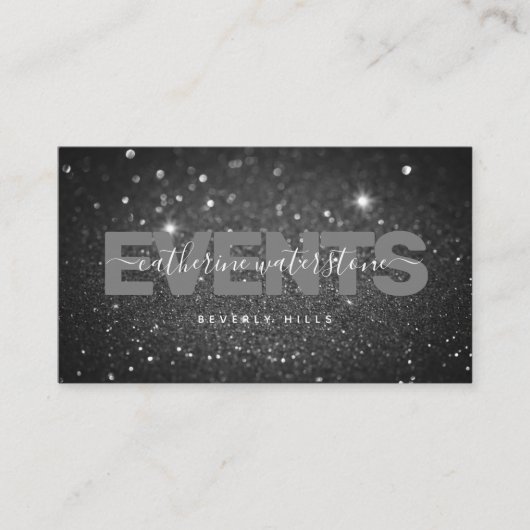 Chic Minimal Black Glitzer Beruflich Visitenkarte (Vorderseite)