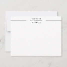 Chic Minimal Black Gray Line Couple Mitteilungskarte