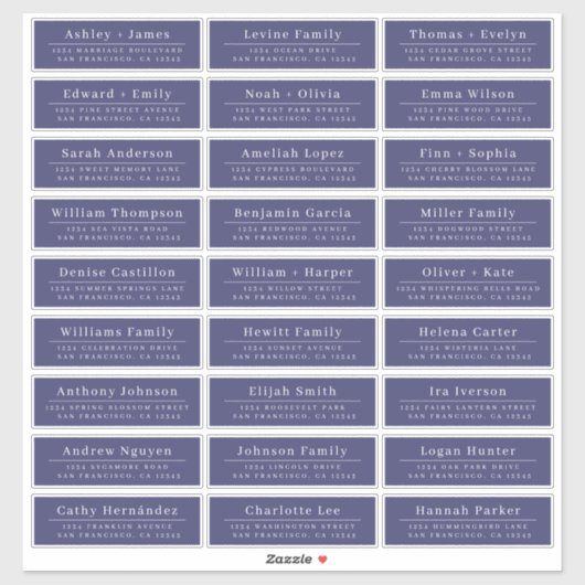 Chic Minimal Blue Wedding Guest Address Labels (Blatt)