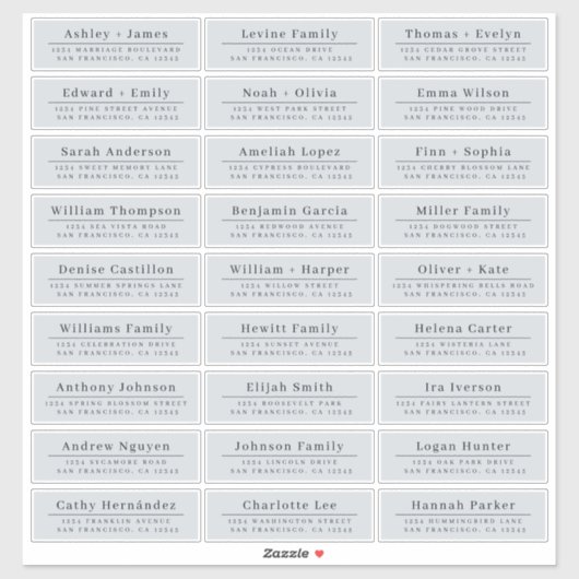 Chic Minimal Blue Wedding Guest Address Labels (Blatt)
