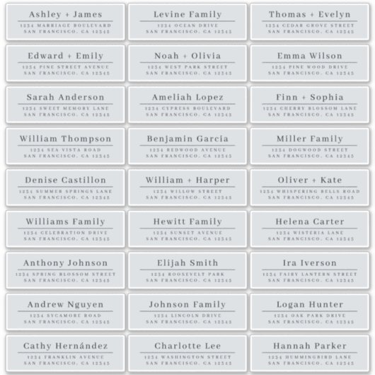 Chic Minimal Blue Wedding Guest Address Labels (Vorderseite)