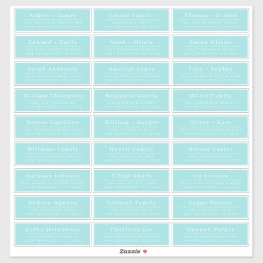 Chic Minimal Blue Wedding Guest Address Labels (Blatt)