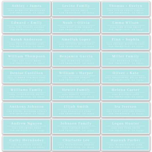 Chic Minimal Blue Wedding Guest Address Labels (Vorderseite)