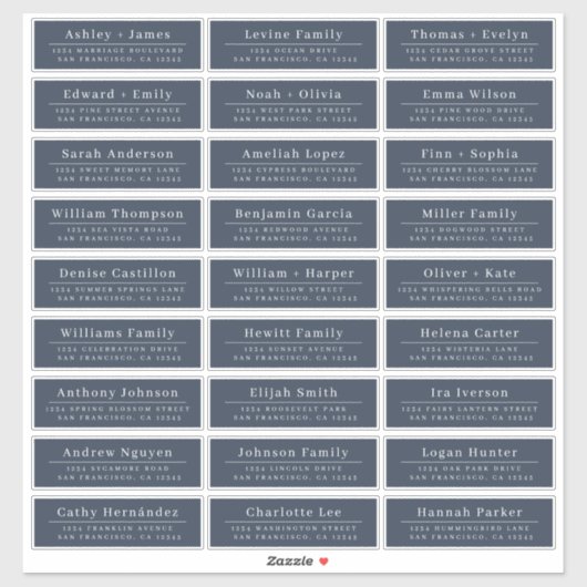 Chic Minimal Blue Wedding Guest Address Labels (Blatt)