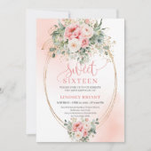 Chic Minimal Blush Gold Sweet 16 Birthday Invite Einladung (Vorderseite)