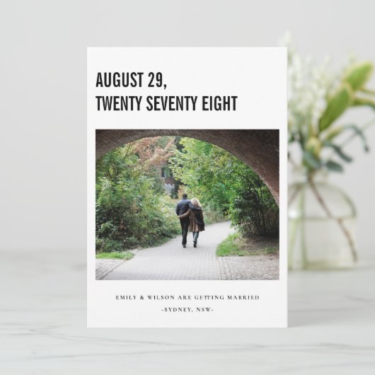 CHIC MINIMAL BOLD CUSTOM FOTO SAVE THE DATE KARTE (Stehend Vorderseite)