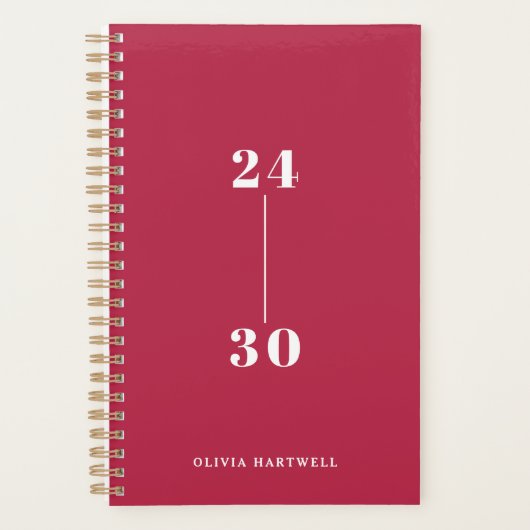 Chic Minimal Brick Rote Typografie Wochen Monat Planer (Vorderseite)