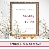 Chic Minimal Burgundy Wedding Willkommenszeichen Poster