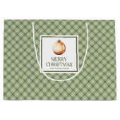 Chic Minimal Christmas Gift Bag Neutral Sage Tones Große Geschenktüte (Vorderseite)