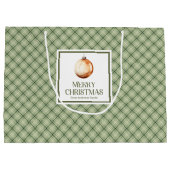 Chic Minimal Christmas Gift Bag Neutral Sage Tones Große Geschenktüte (Rückseite)