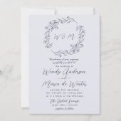 Chic Minimal Chromatic Gray Boho Botanische Hochze Einladung (Vorderseite)