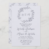 Chic Minimal Chromatic Gray Boho Botanische Hochze Einladung (Vorne/Hinten)