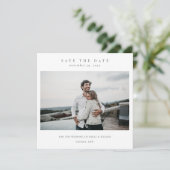 CHIC MINIMAL CLEAN CUSTOM FOTO SAVE THE DATE KARTE (Stehend Vorderseite)
