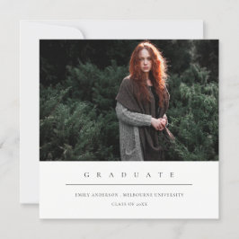 CHIC MINIMAL CLEAN PHOTO GRADUATION ANNOUNCEMENT DANKESKARTE