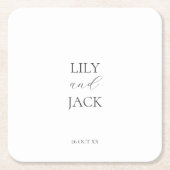 Chic Minimal Couple White Wedding Paper Untersetze Rechteckiger Pappuntersetzer (Vorderseite)