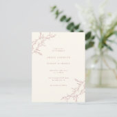 Chic Minimal Cream & Mled Red Foliage Wedding Einladungspostkarte (Stehend Vorderseite)