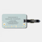Chic Minimal Daisy Teal Script Monogram Gepäckanhänger (Rückseite horizontal)