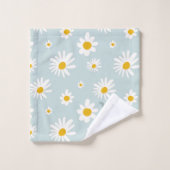 Chic Minimal Daisy Türkis Schrift Monogramm Badhandtuch Set (Waschlappen)