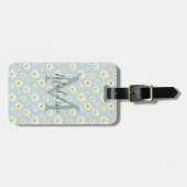 Chic Minimal Daisy Türkis Schrift Monogramm Gepäckanhänger (Vorderseite horizontal)