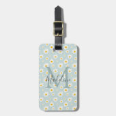 Chic Minimal Daisy Türkis Schrift Monogramm Gepäckanhänger (Vorderseite vertikal)