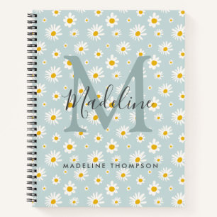 Chic Minimal Daisy Türkis Schrift Monogramm Notizblock
