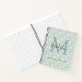 Chic Minimal Daisy Türkis Schrift Monogramm Notizblock (Innenseite)