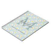 Chic Minimal Daisy Türkis Schrift Monogramm Notizblock (Linke Seite)