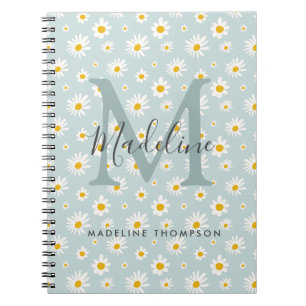 Chic Minimal Daisy Türkis Schrift Monogramm Notizblock