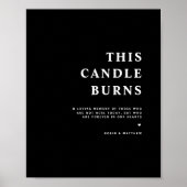 Chic, Minimal Dieser Kerze Brennt Schwarzes Hochze Poster (Vorne)
