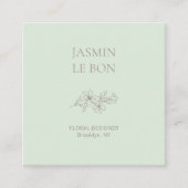Chic Minimal Floral Mint Square Business Card Quadratische Visitenkarte (Vorderseite)