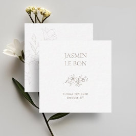 Chic Minimal Floral Square Business Card Quadratische Visitenkarte