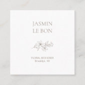 Chic Minimal Floral Square Business Card Quadratische Visitenkarte (Vorderseite)