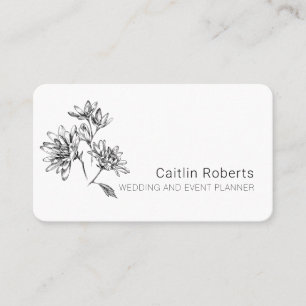 Chic Minimal Floral White Business Card Visitenkarte