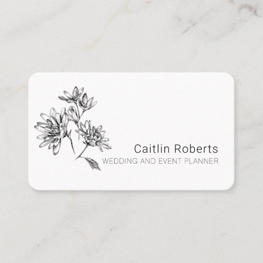 Chic Minimal Floral White Business Card Visitenkarte (Vorderseite)
