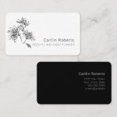 Chic Minimal Floral White Business Card Visitenkarte (Vorne/Hinten)