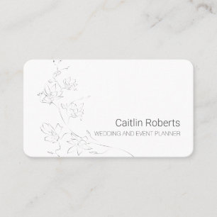 Chic Minimal Floral White Gray Visitenkarte