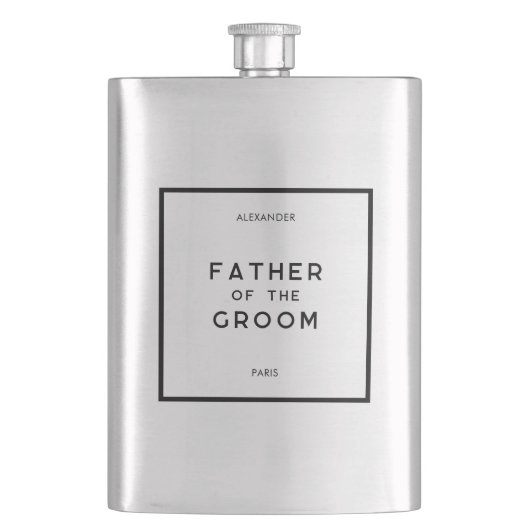 Chic Minimal Französisch monochrome Vater der Groo Flachmann (Vorderseite)