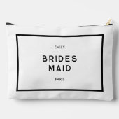 Chic Minimal French Black & White Bridesmaid Zubehörtasche (Rückseite)