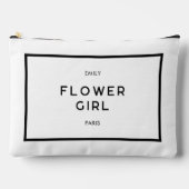 Chic Minimal French Black & White Flower Girl Name Zubehörtasche (Vorderseite)