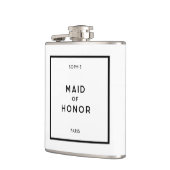 Chic Minimal French Black & White Trauzeugin Flachmann (Links)