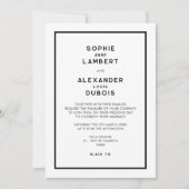 Chic Minimal French Black & White Wedding Einladung (Vorderseite)