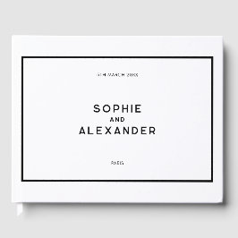 Chic Minimal French Black & White Wedding Memento Gästebuch