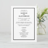 Chic Minimal French Black & White Wedding Programm (Stehend Vorderseite)