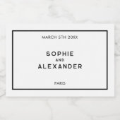 Chic Minimal French Black & White Wedding Schaumweinetikett (Einzelnes Label)