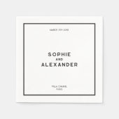 Chic Minimal French Black & White Wedding Serviette (Vorderseite)